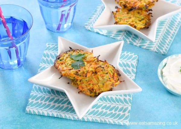 Delicious carrot and coriander oven baked fritters recipe - a great kid friendly side dish or vegetarian main
