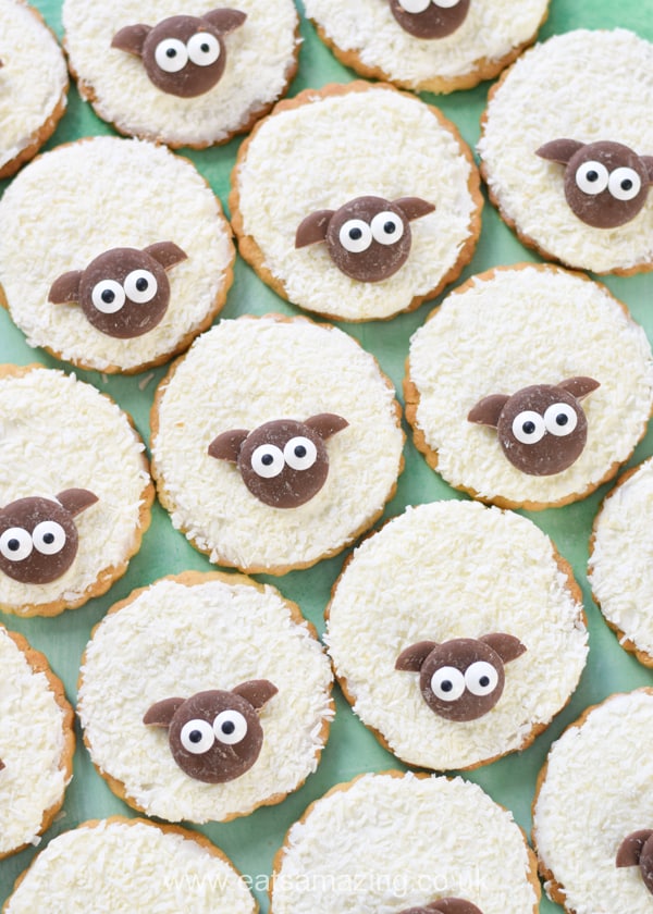 How to make cute and easy shortbread sheep cookies recipe - fun Easter treat to bake with kids