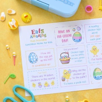 FREE cute Easter chick themed printable lunchbox notes for kids - perfect for a fun school lunch surprise