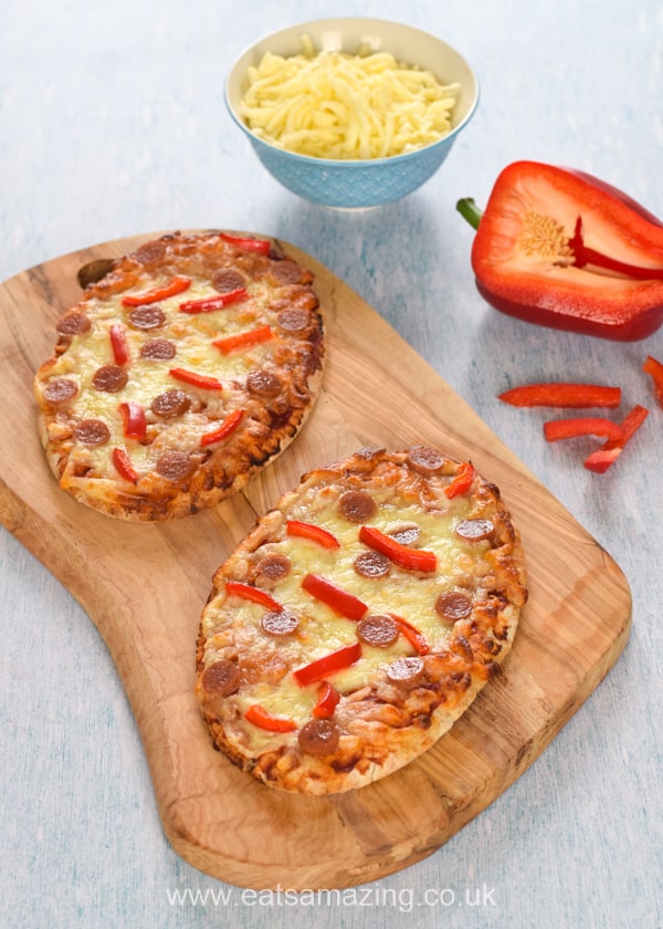 How to make an easy pizza with pitta bread base - quick and easy recipe for kids