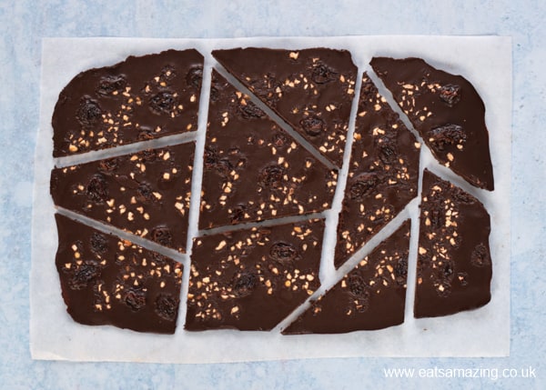 How to make coconut oil chocolate - step 6 cut the chocolate bark into pieces