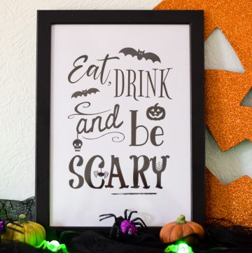 Download your Free Fun Halloween Printable - Eat Drink and Be Scary Quote