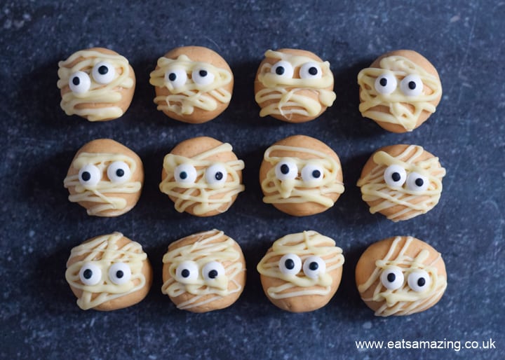 Fun mummy peanut butter balls recipe for Halloween