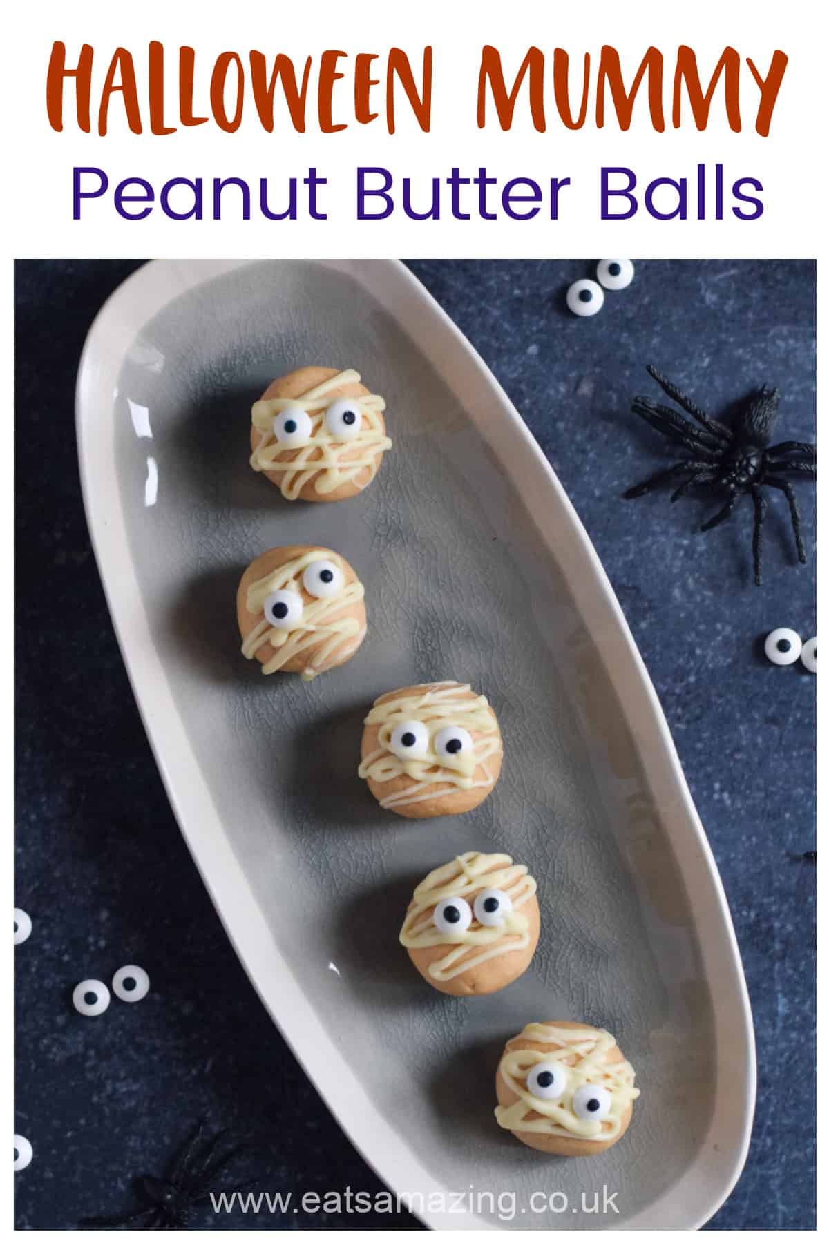Mummy Halloween Peanut Butter Balls Recipe - Easy Fun Halloween Food for Kids