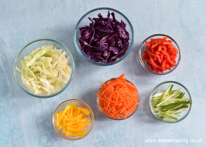 How to make easy Rainbow coleslaw - step 1 prepare the ingredients