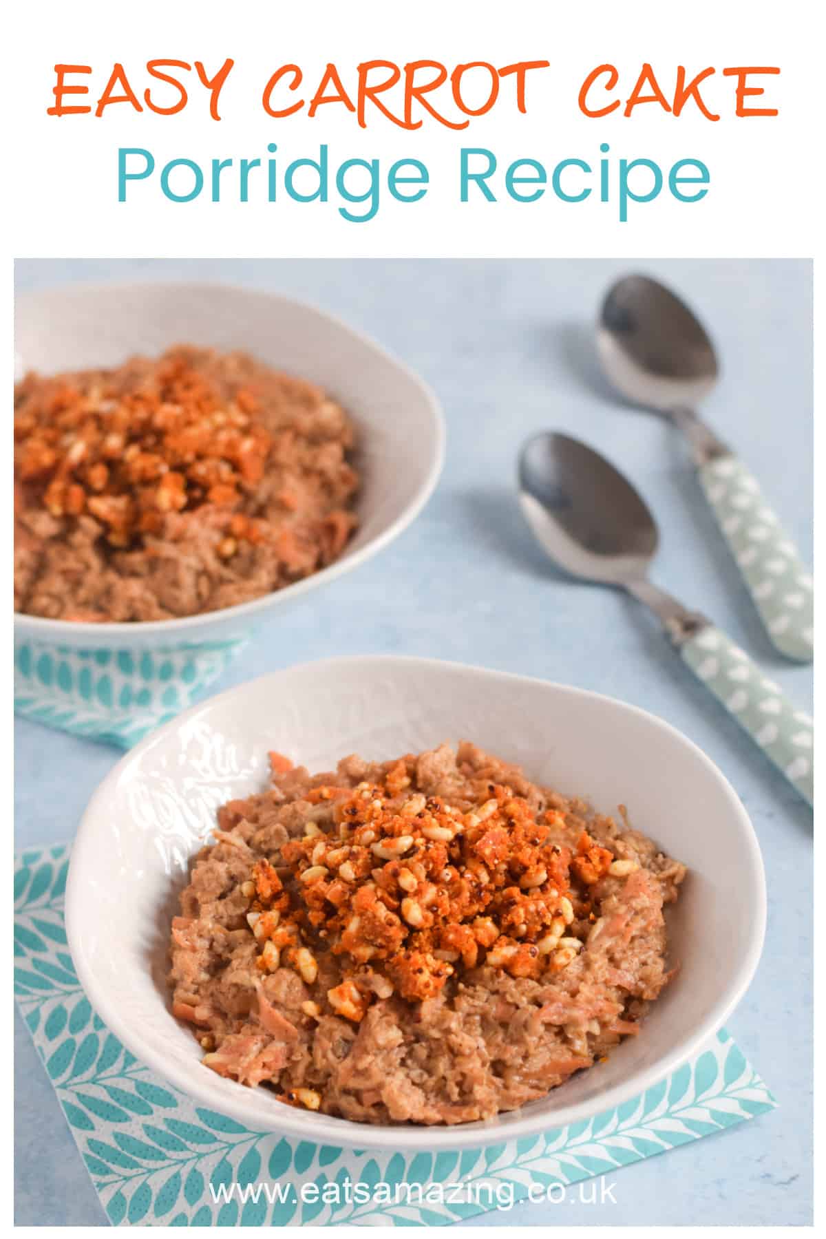 Easy Carrot Cake Porridge Recipe - quick and healthy breakfast idea with grated carrot and apple