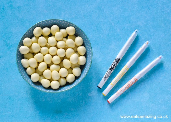 Make edible chicks using mini eggs and edible marker pens - check out the tutorial