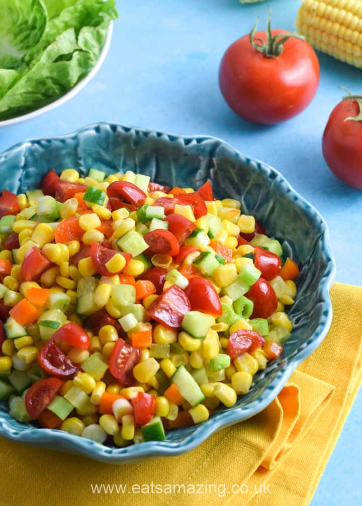 How to make a quick and easy sweetcorn salad for kids - perfect for BBQs and picnics tis summer