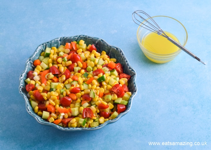 How to make easy sweetcorn salad for kids - step 3 combine all the ingredients
