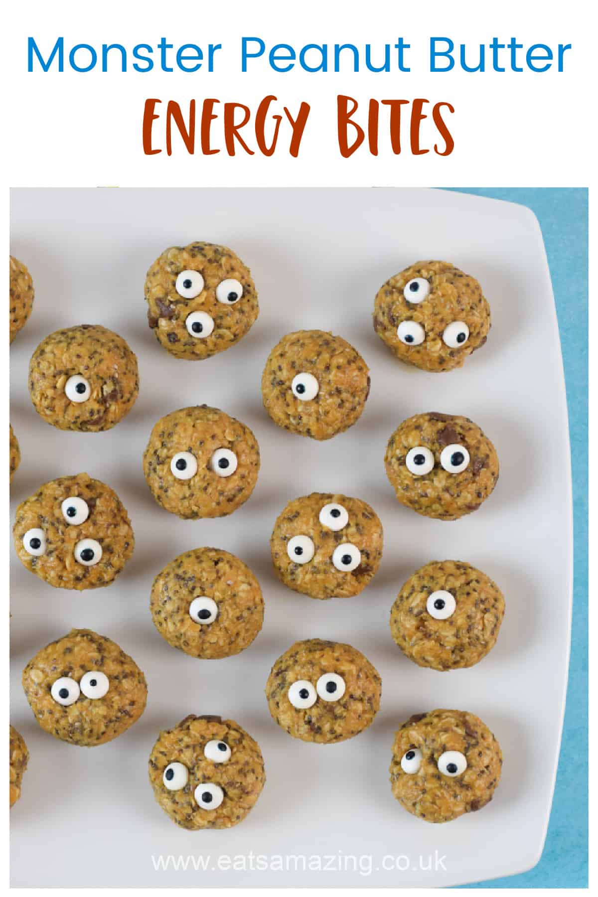 How to make quick and easy monster peanut butter energy bites - fun healthy snack for kids