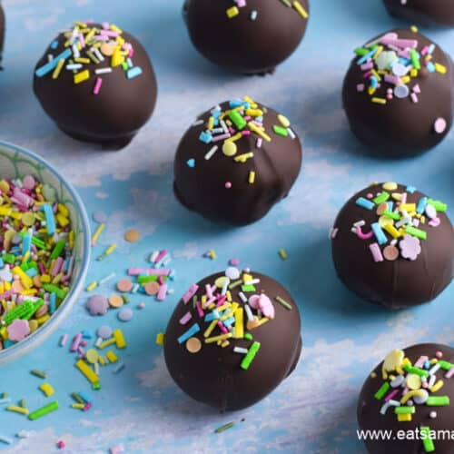 Easy Chocolate Covered Cake Balls Recipe Eats Amazing.