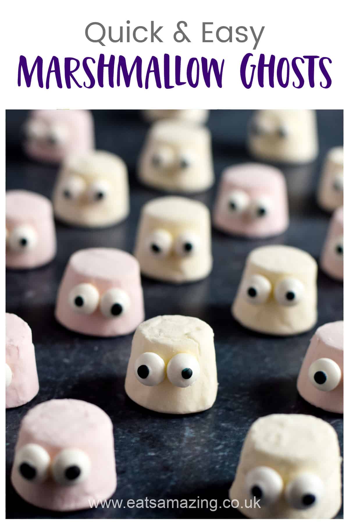 Ide argëtuese dhe e lehtë për ushqimin e Halloween - fantazma të shpejta marshmallow - një recetë e lehtë Halloween për fëmijë