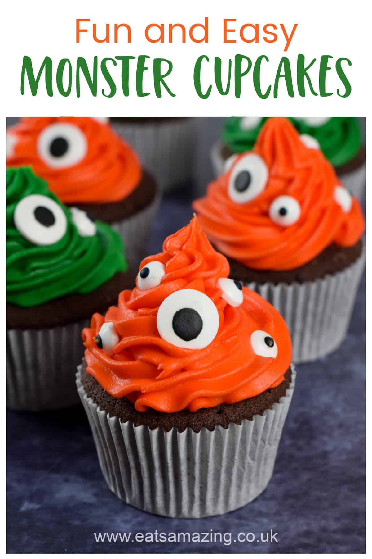 How to make fun and easy Monster cupcakes - Halloween baking recipe for kids