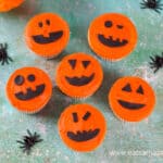 How to make quick and easy pumpkin themed cupcakes - easy Halloween baking recipe for kids
