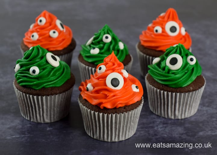 Spooky monster cupcakes recipe - these easy Halloween cupcakes are perfect for kids party food