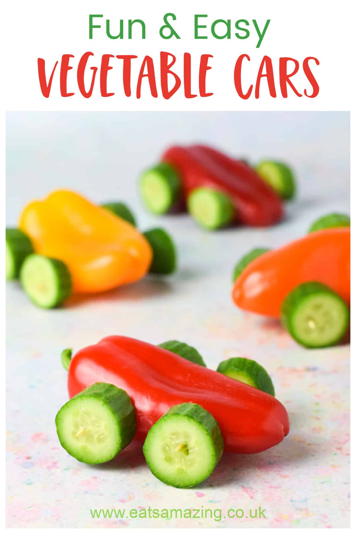 Fun and healthy vegetable cars recipe - great for car themed party food or after school snacks for kids