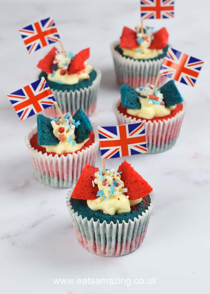 Fun and easy red white and blue fairy cakes recipe for the Royal Jubilee