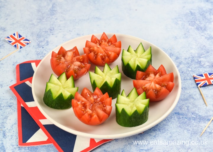 How to make easy vegetable crowns for kids party food - perfect for a princess party or the Royal Jubilee