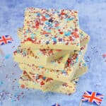 Super simple red white and blue chocolate fudge recipe to celebrate the Royal Jubilee