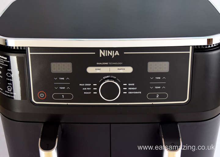 NINJA Foodie Max Dual Zone Air Fryer review - close up view of the controls