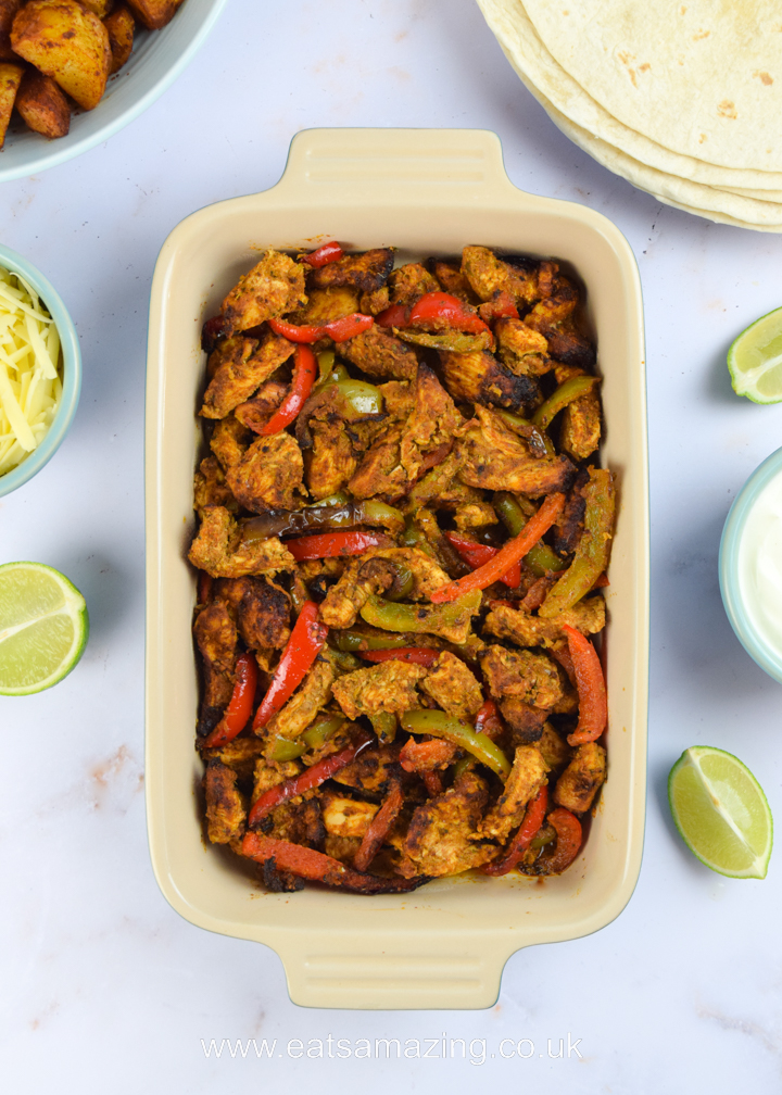 Quick and easy air fryer chicken fajitas recipe with homemade marinade