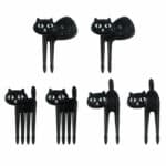 Black Cat Bento Pick Forks Set of 6