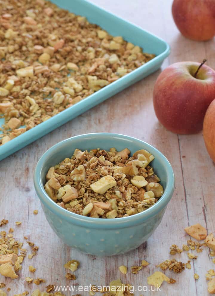 How to make easy homemade Granola - yummy apple pie granola recipe for kids