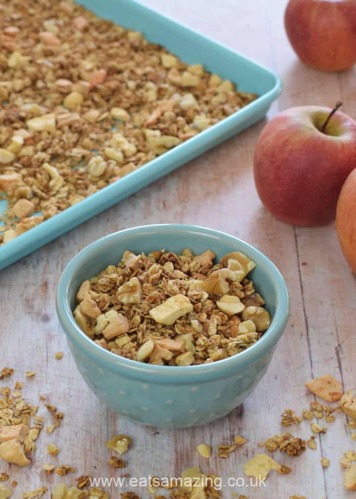 How to make easy homemade Granola - yummy apple pie granola recipe for kids