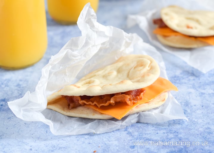 Quick and easy cheesy bacon flatbread recipe - save money with this McDonalds breakfast fakeaway