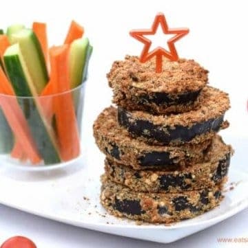 Breaded aubergine slices recipe from Eats Amazing UK - a delicious way to serve up veggies for kids