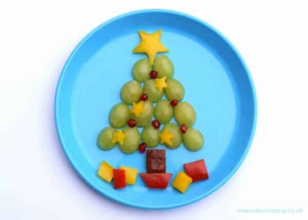 Christmas Tree Food Art Snack for Kids from Eats Amazing UK - fun healthy Christmas snack idea