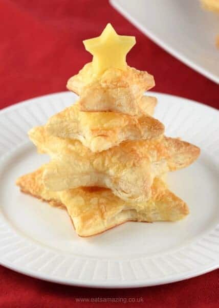 Easy Cheese Puff Pastry Christmas trees recipe - cute nutcracker party food idea from Eats Amazing