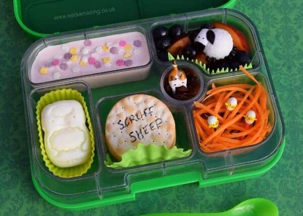 Fun Book Bento based on Scruff sheep - cute farm lunch from Eats Amazing UK - making healthy food fun for kids