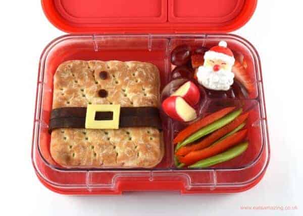 Fun Santa sandwich and lunch idea with Hovis Sandwich Thins - kids will love this cute and easy Christmas packed lunch idea!