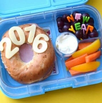 Fun and easy kids school lunch idea for the first day of the year - New Year bento from Eats Amazing UK
