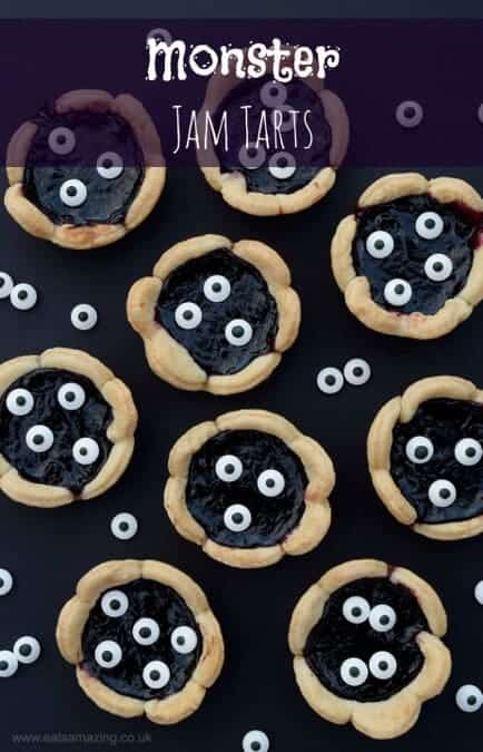 Quick and easy Halloween recipe for kids - fun monster jam tarts from Eats Amazing UK - fun Halloween party food idea