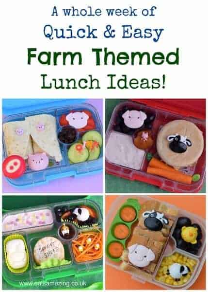 Quick and easy farm themed school lunch ideas for kids from Eats Amazing UK - making healthy food fun - with Yumbox and Munchkin bento box ideas