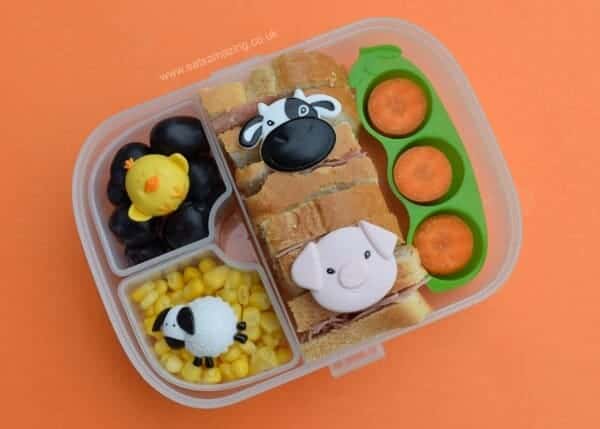Simple Farm themed bento lunch for kids in the Munchkin Bento Box from Eats Amazing UK