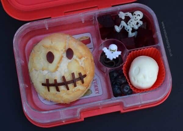 Spooky Skull Kids Bento Lunch for Halloween in the Yumbox Panino - from Eats Amazing UK