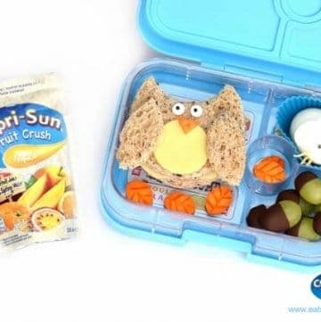 Woodland themed bento lunch in the Yumbox Panino – fun and healthy kids lunch idea for a special occasion from Eats Amazing UK and Capri-Fun Fruit Crush